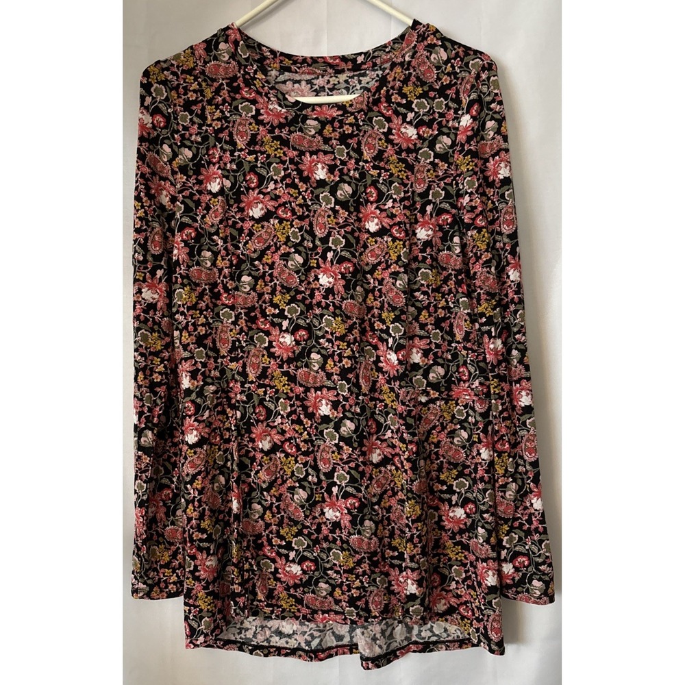 Womens Cuddl Duds Tunic Small Floral Tunic‎ Comfy  Stretch Casual Side Slit